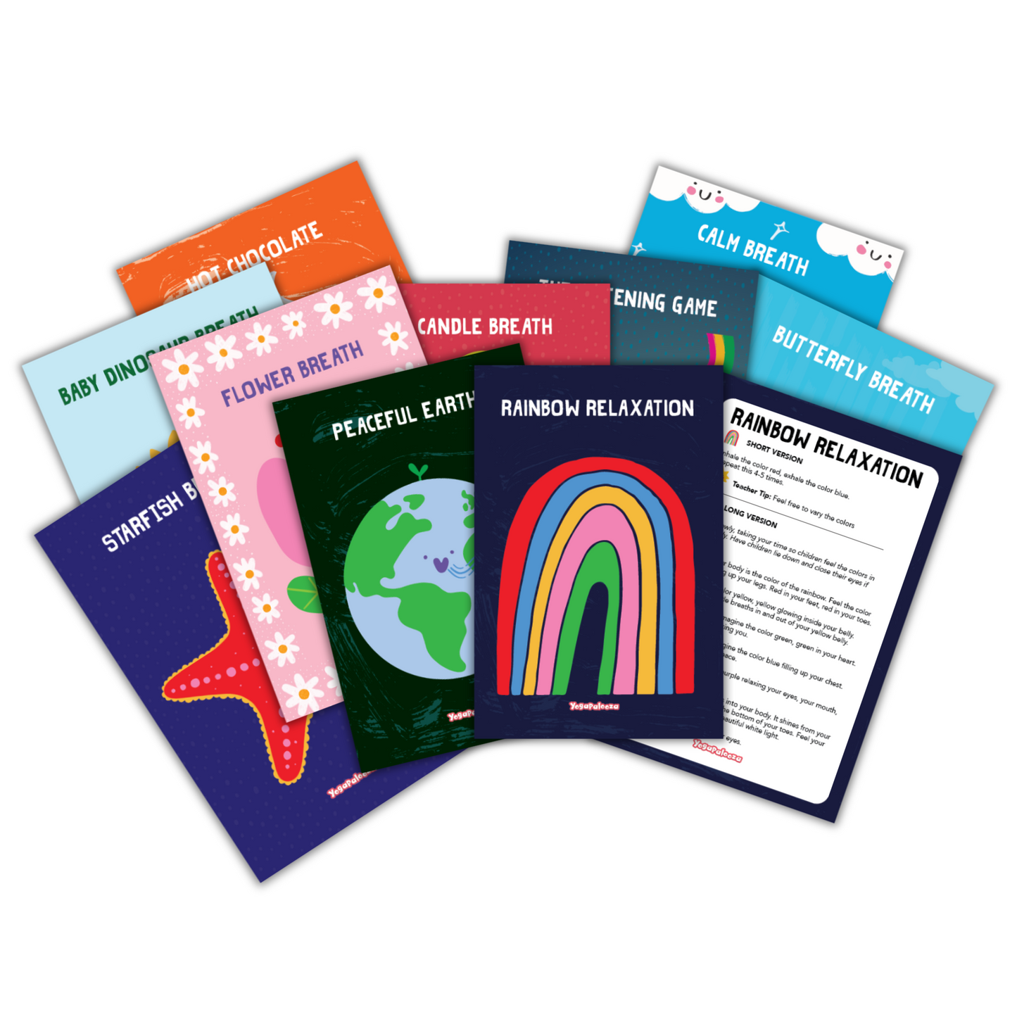 Mindfulness Cards included in the kit: breathing exercises and calming activities for the classroom